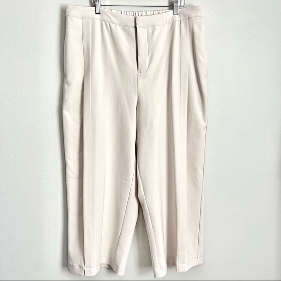 NWOT H by Halston Stitch Pleat Seamed Wide Leg Cropped Trousers - Picture 9 of 12